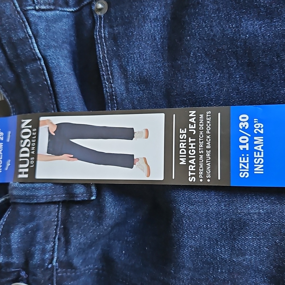 NEW! Hudson Dark Blue Wash Straight Leg Mid Rise Jeans - Picture 9 of 14